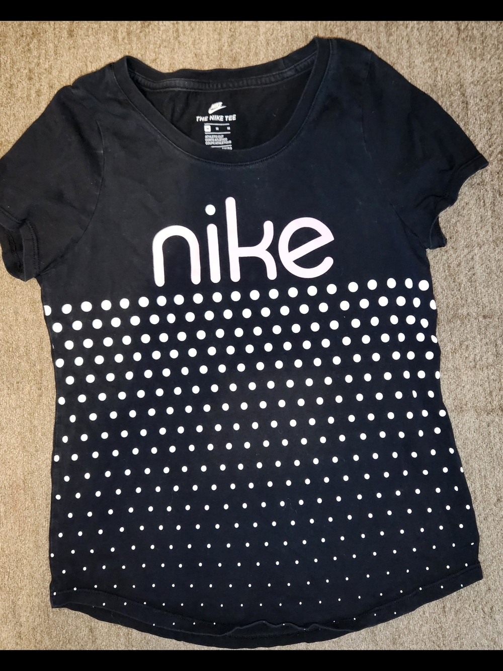 Girls Nike Black Polka Dot Logo Tee